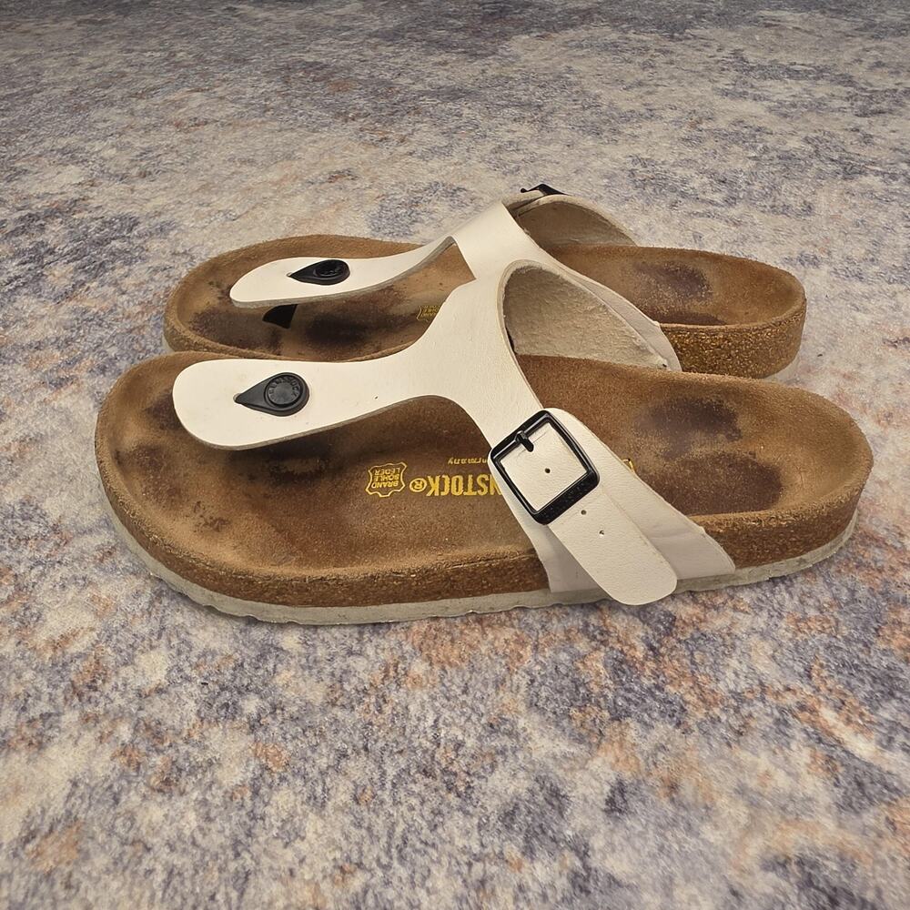 Birkenstock Gizeh Shoes Womens Size 10 White Thong Cork Sandals Comfort Boho - Picture 3 of 8